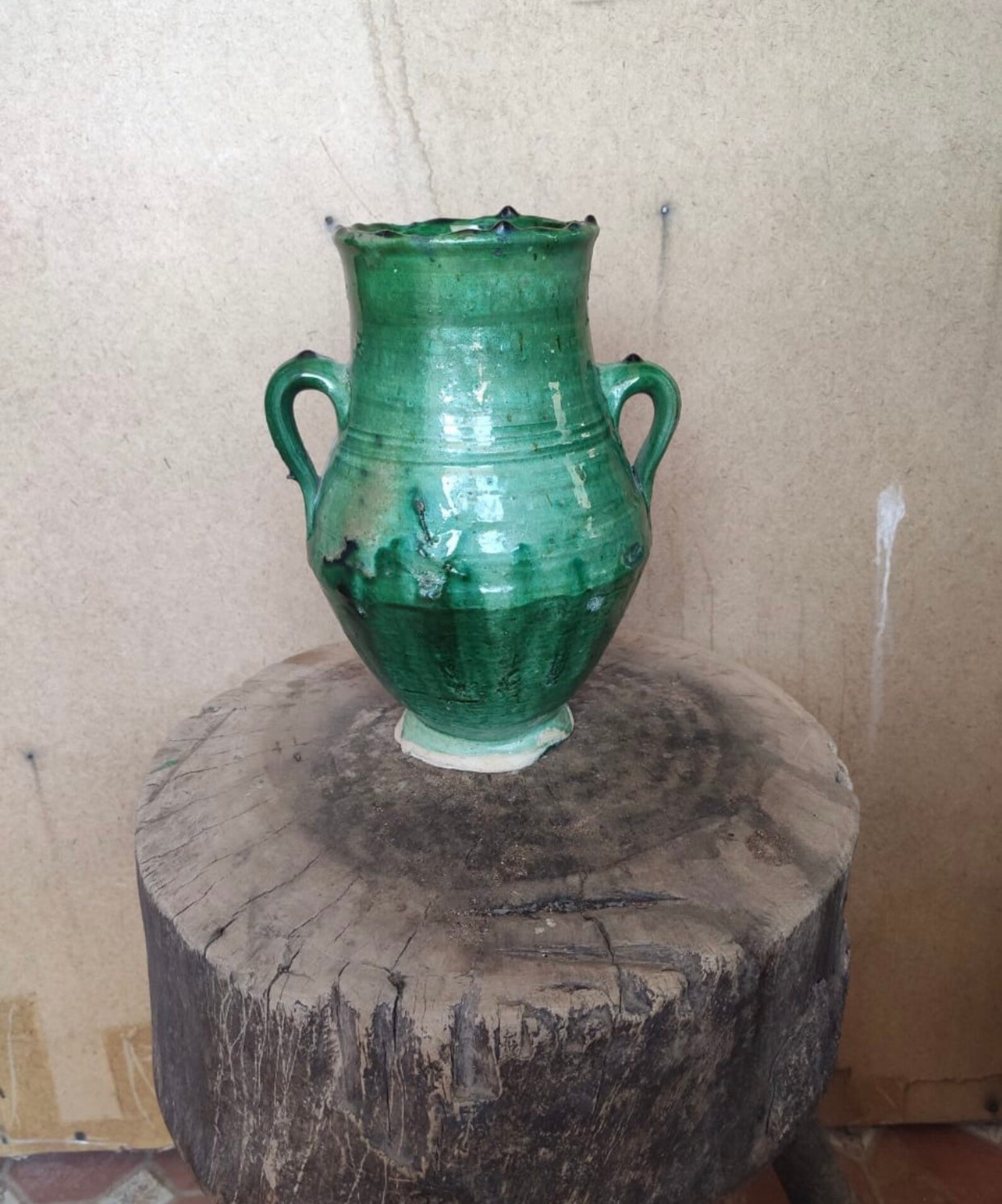 Large Green Vase with Handles from Tamegroute Morocco Etsy