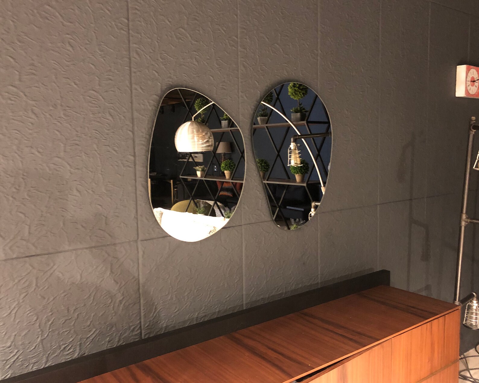 Asymmetrical Set of Mirror With Led Lights Irregular Etsy