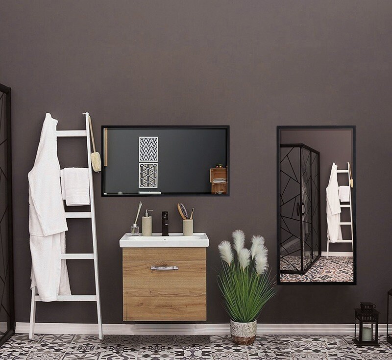 Großes Großes Set von zwei modernen Wandspiegel/Badezimmer | Etsy