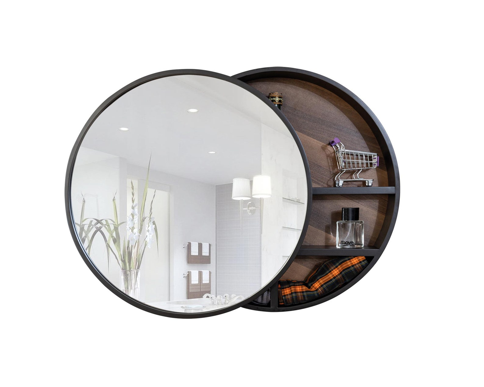 24 Inch Round Mirror With Bathroom Wall Mounted Etsy