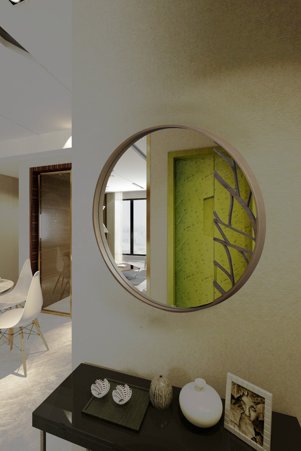 GROßER 29'''runder Holzspiegel für | Etsy