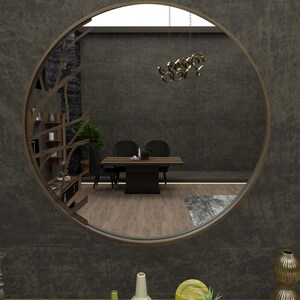 GROßER 29'''runder Holzspiegel für | Etsy