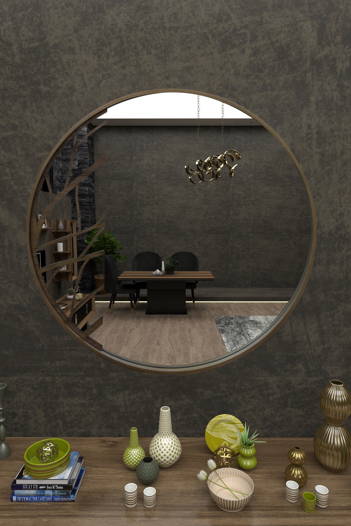 GROßER 29'''runder Holzspiegel für | Etsy