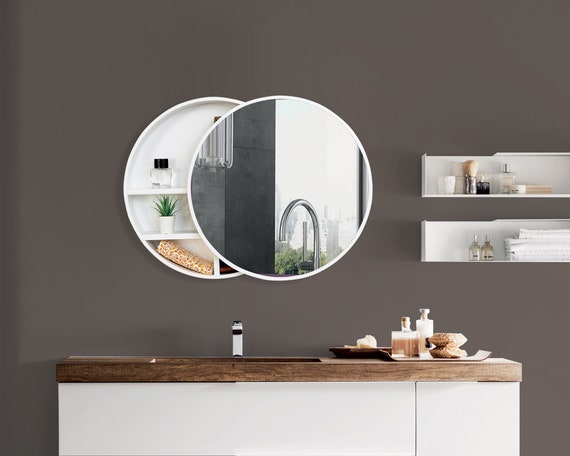 Black Circle Mirror 50 cm I Modern Black Framed Round Irregular Shape  Bathroom Assymetric Design Wall - ShopStyle