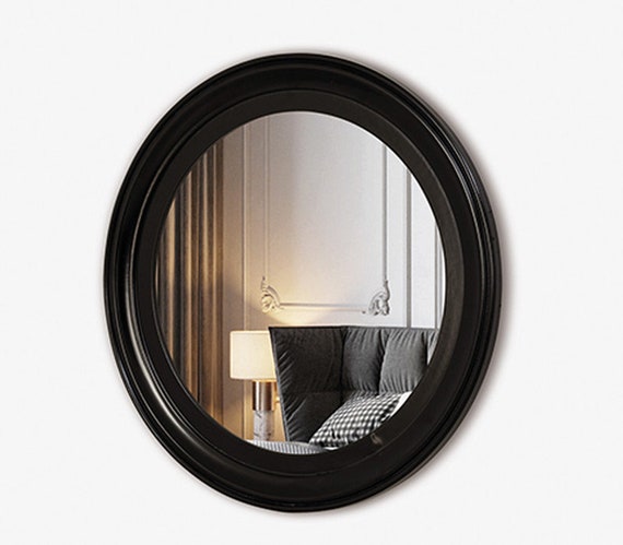 Ronde houten spiegel voor muur / zwart ingelijst voor badkamer Etsy Nederland