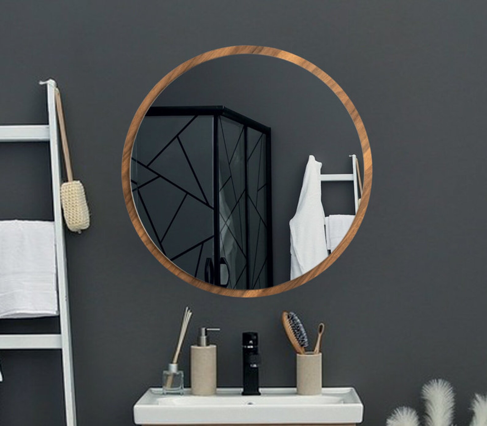 Round Mirror with Shelf for Wall/ Mirror with for Etsy