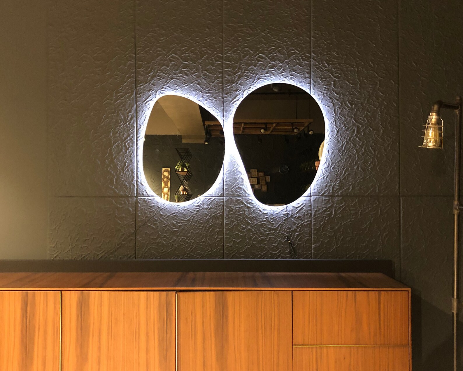Asymmetrical Set of Mirror With Led Lights Irregular Etsy