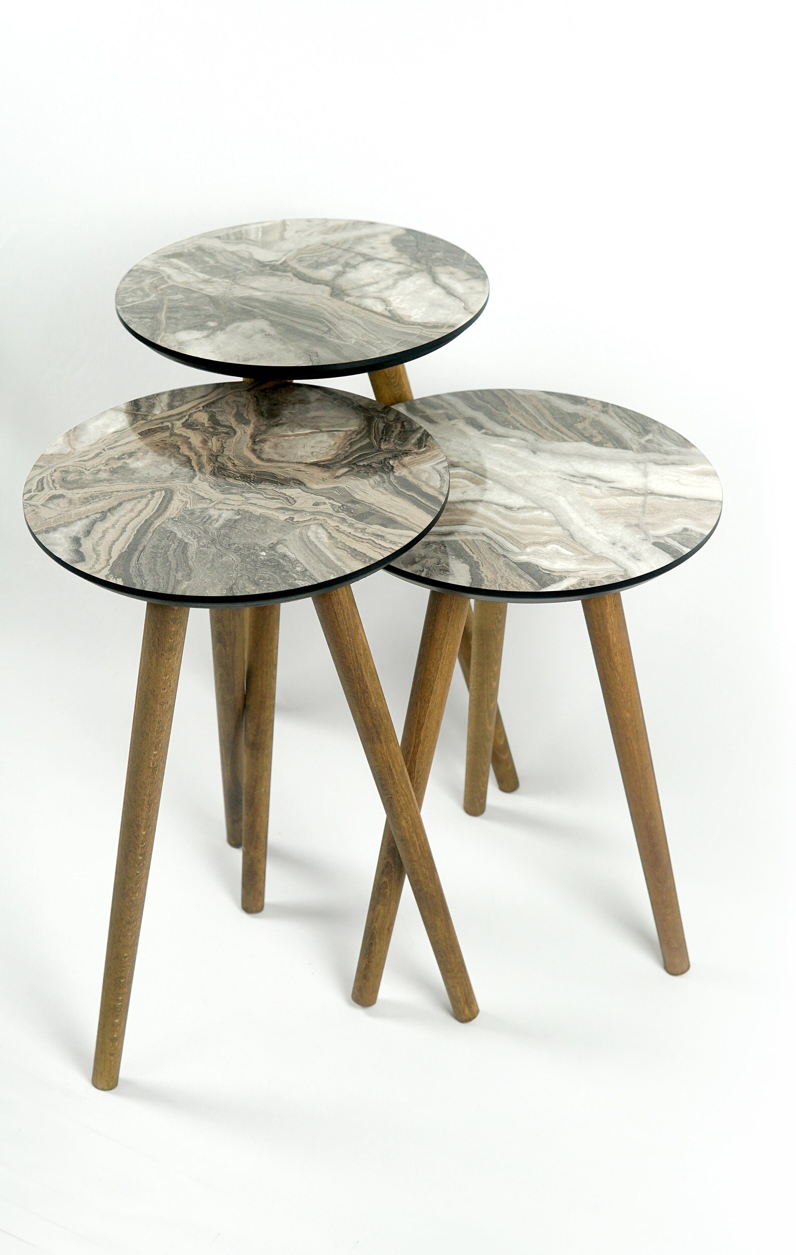 Marble Patterned Wood Set of 3 Nesting Coffee Table/ Gray Side Etsy