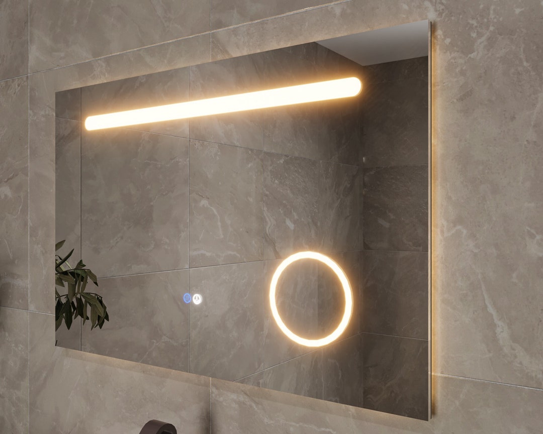 Led Mirror for Bathroom Anti Fog Mirror With Touch Button for Bathroom Wall Decor Warm Light