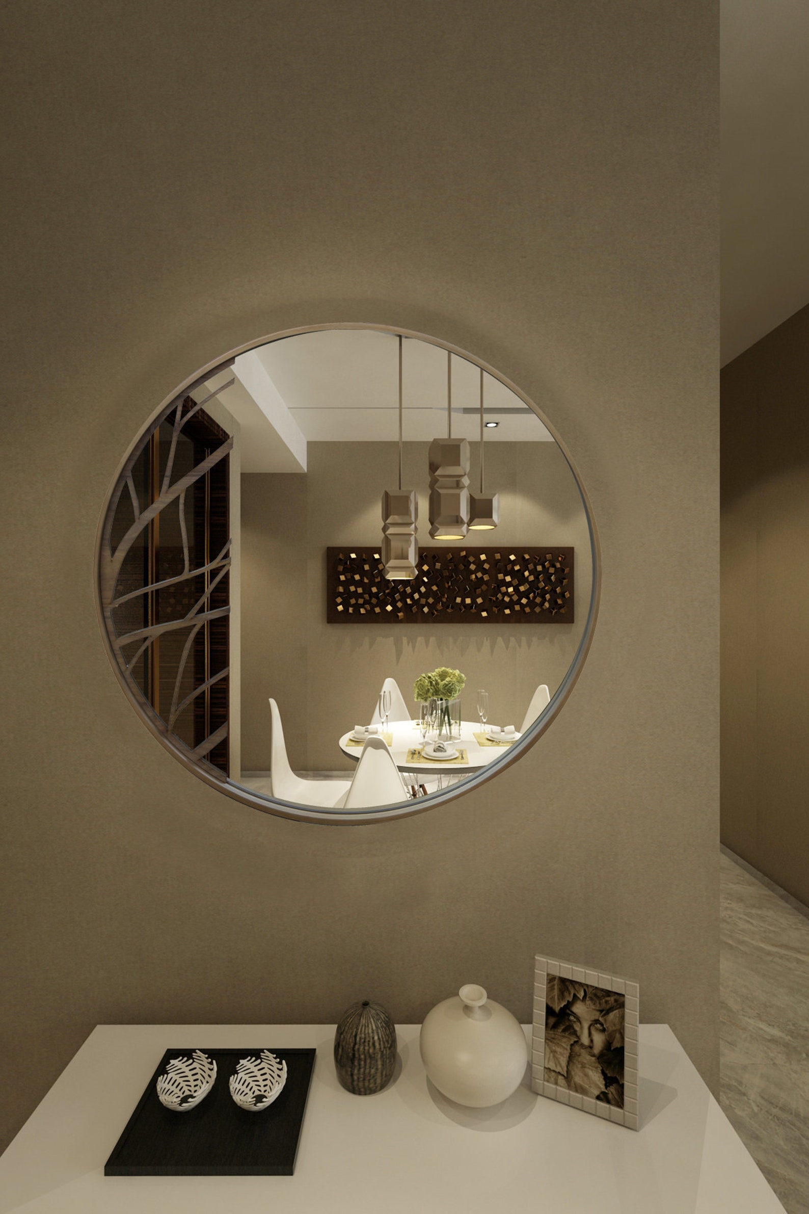 GROßER 29'''runder Holzspiegel für | Etsy