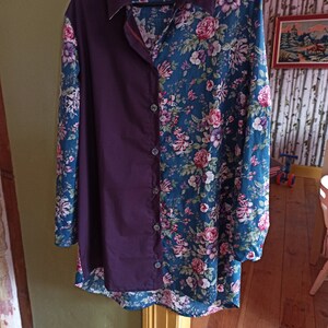 Women&#39;s shirt, long sleeves, size L, &quot;Flowers and plum&quot;