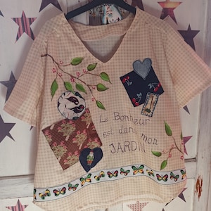 XL-cut cotton short-sleeved women&#39;s tunic