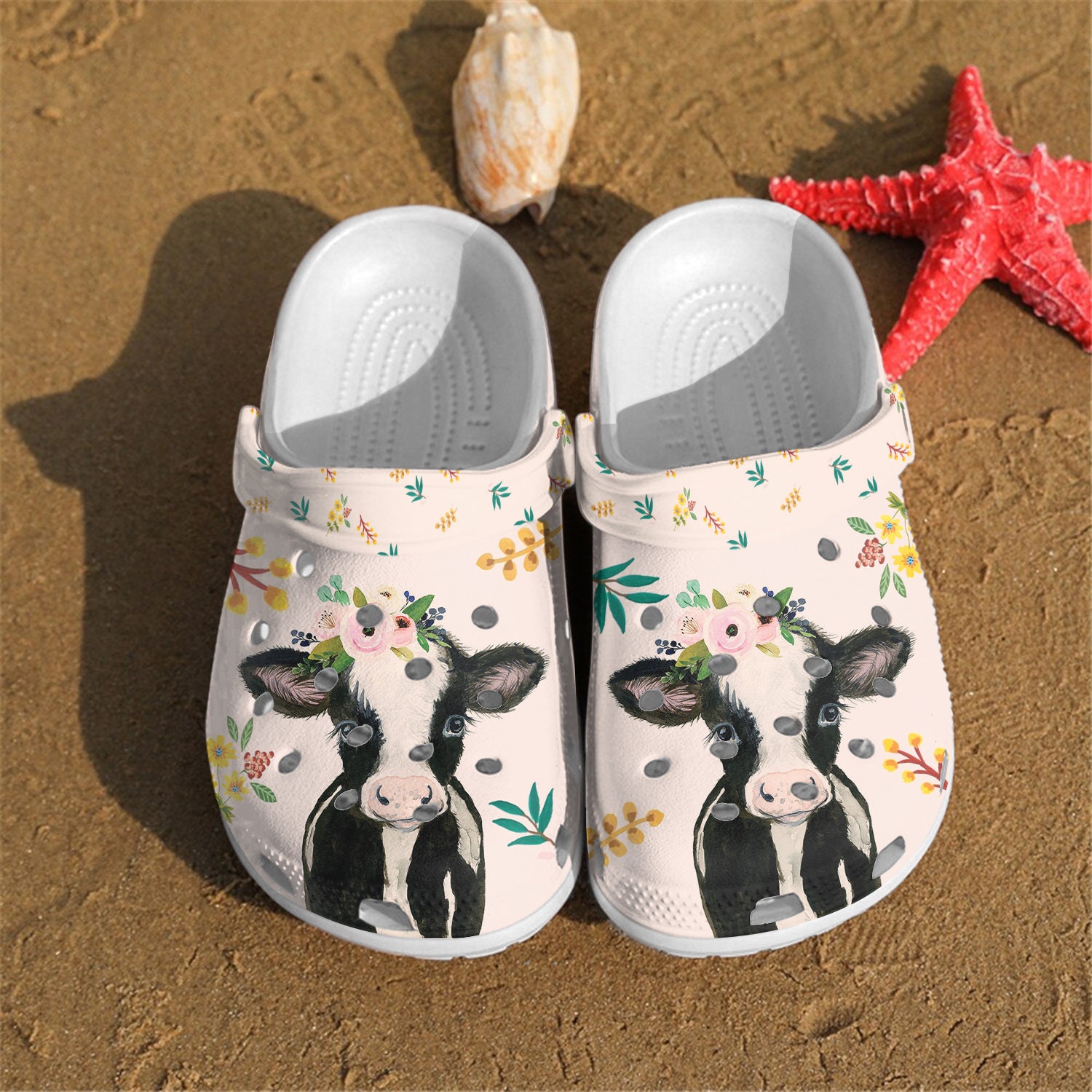 New Little Cow Flower Crocs Clog Shoes Crocband Clog | Etsy