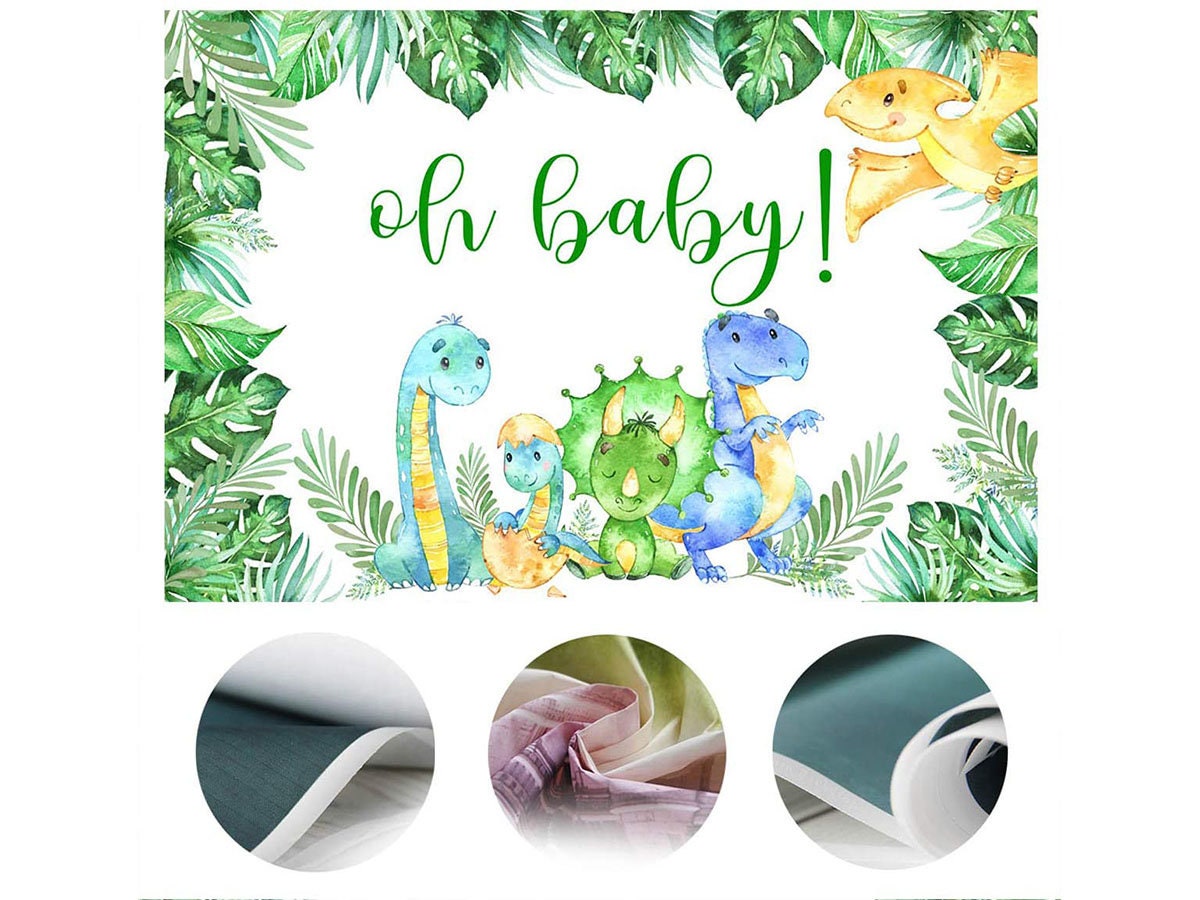 Mocsicka Dinosaur Baby Shower Backdrop Safari Jungle Green