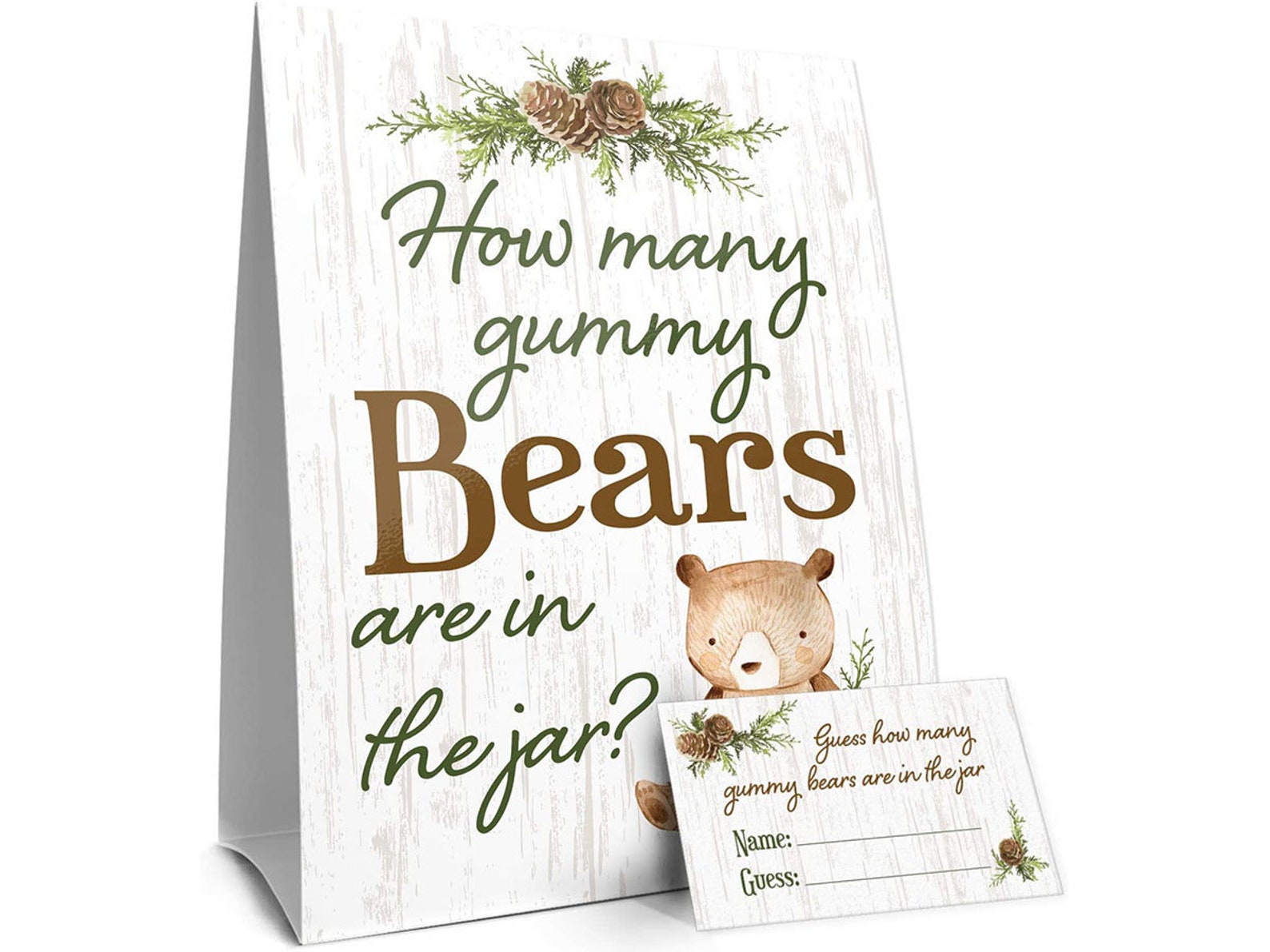 Guess How Many Gummy Bears Woodland Baby Shower Game Sign | Etsy
