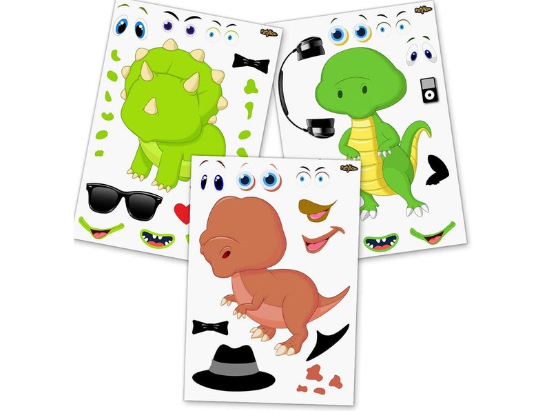 24 Make A Dinosaur Stickers for Kids Great Dino Theme Etsy