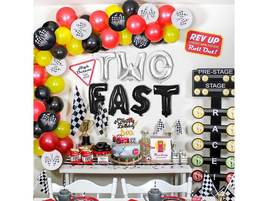 Two Fast Birthday Party Decorations Race Car Balloon Garland Etsy