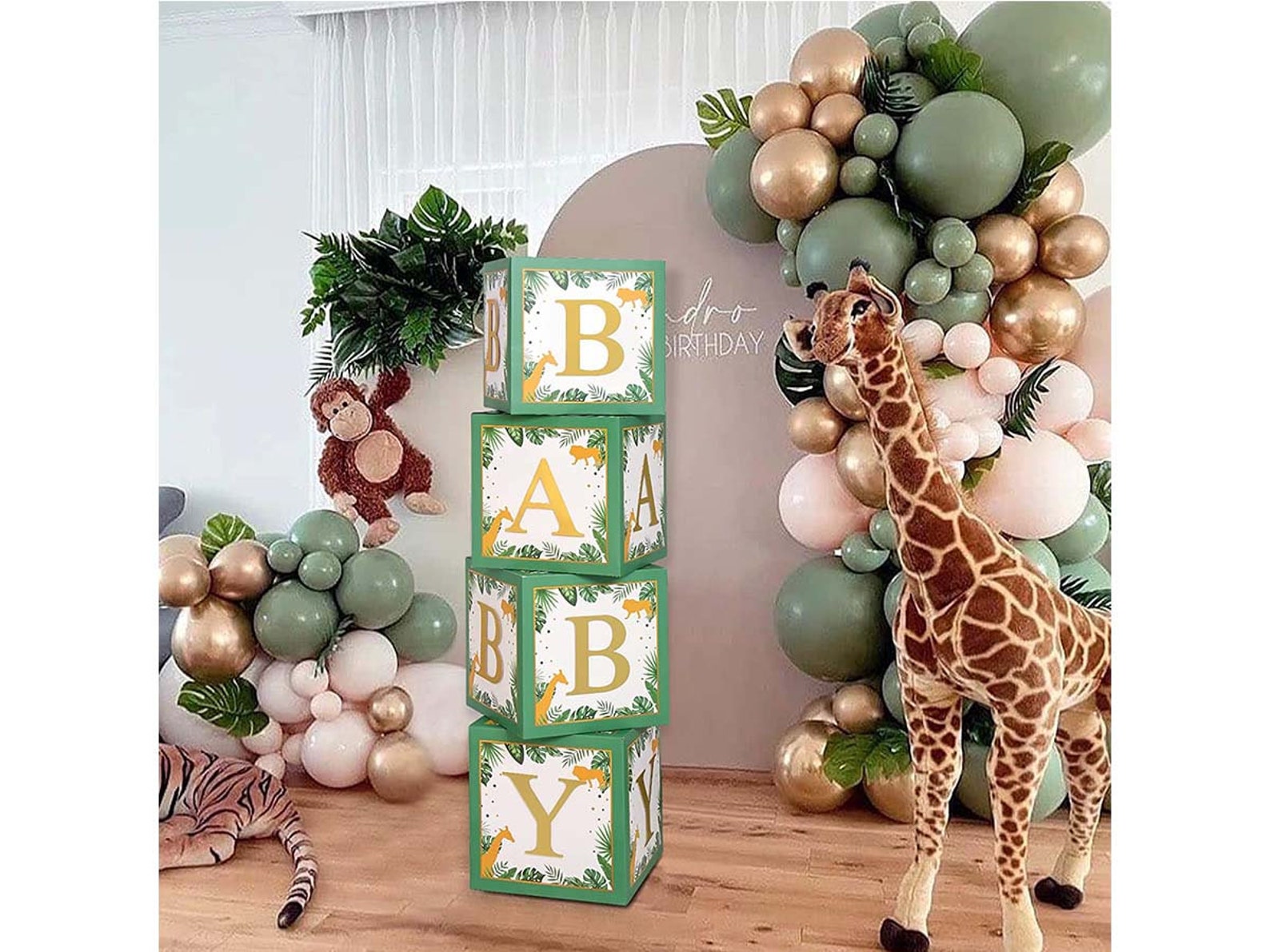 Safari Baby Shower Decorations Box Green Jungle Animal Baby Etsy
