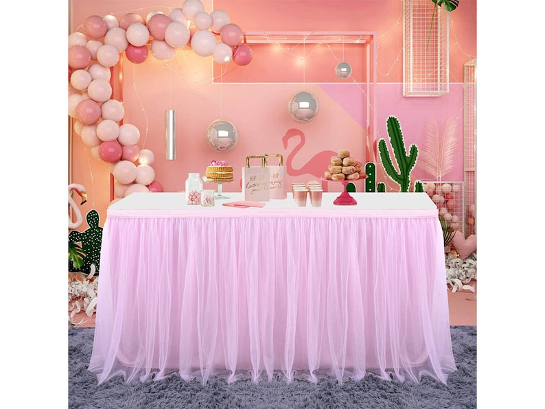 Pink Table Skirt Baby Shower 6ft Tulle Table Skirting With Etsy