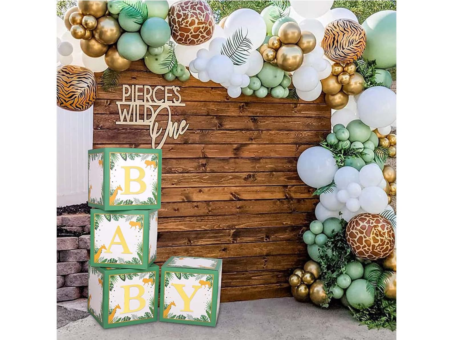 Safari Baby Shower Decorations Box Green Jungle Animal Baby Etsy