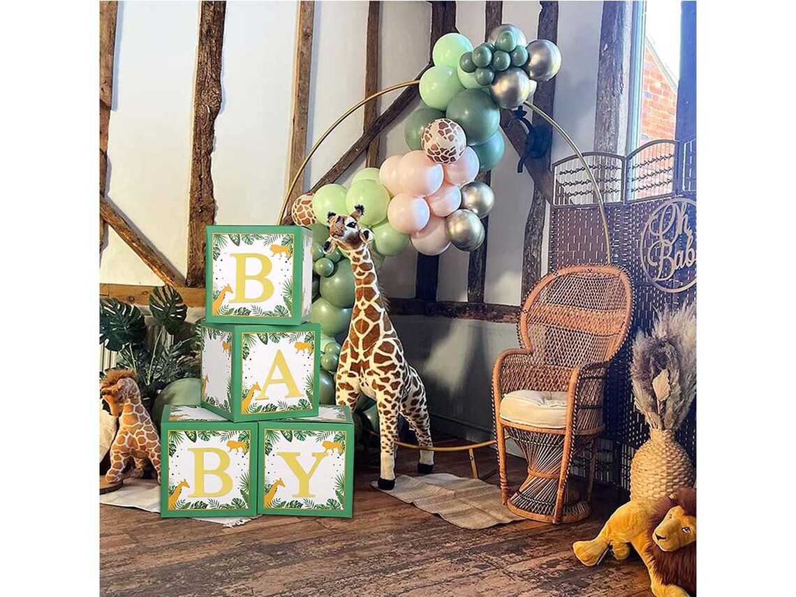 Safari Baby Shower Decorations Box Green Jungle Animal Baby Etsy