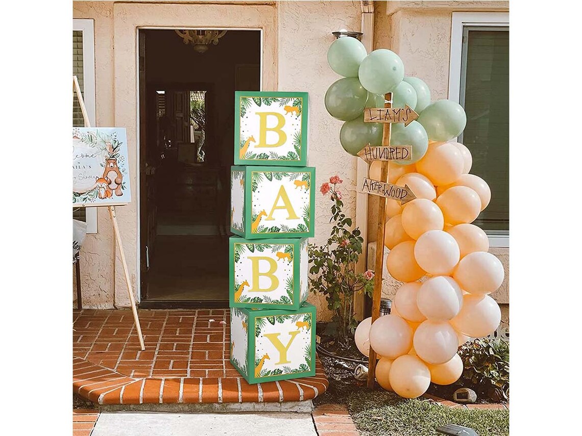 Safari Baby Shower Decorations Box Green Jungle Animal Baby Etsy