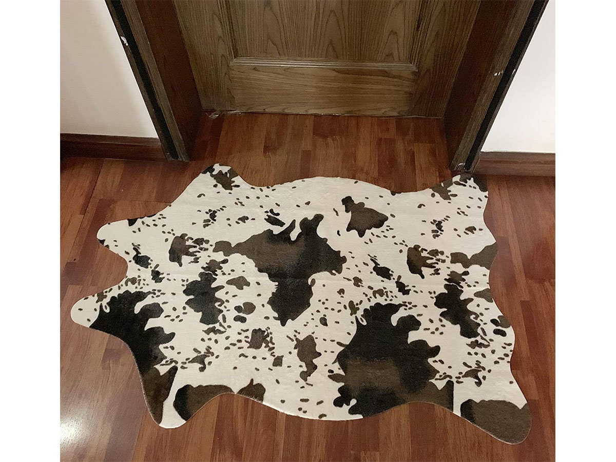 Cow Print Rug Faux Cowhide Area Carpet Animal Print Mat for Etsy