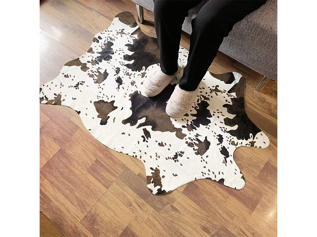 Cow Print Rug Faux Cowhide Area Carpet Animal Print Mat for Etsy