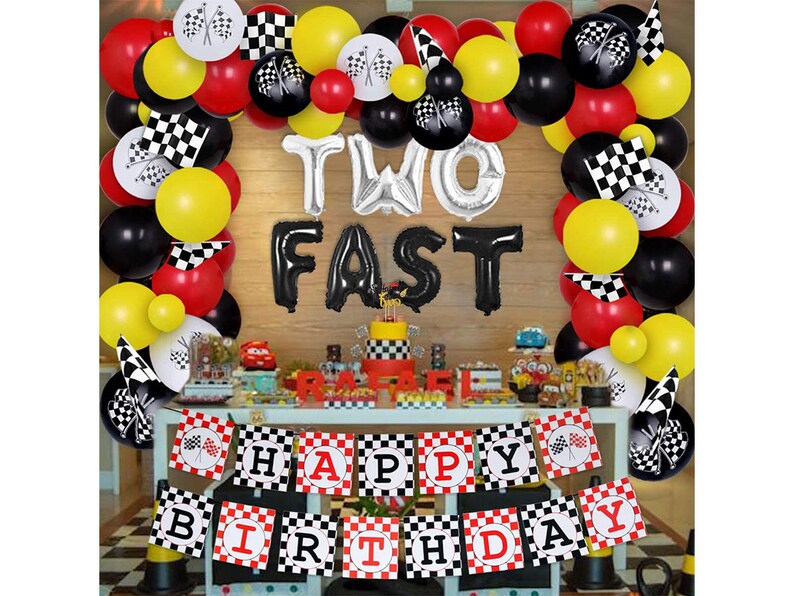 Two Fast Birthday Party Decorations Race Car Balloon Garland Etsy UK
