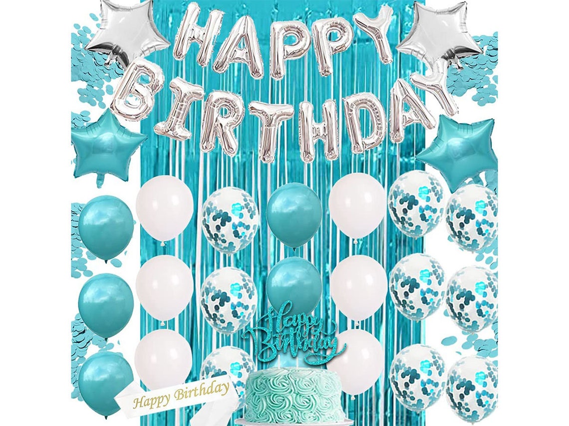 Teal Blue Birthday Decorations for Women Girl Teal Blue Etsy
