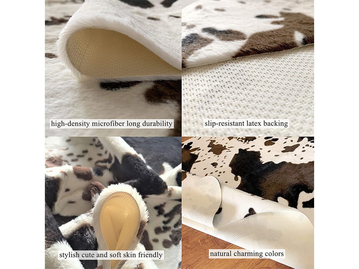 Cow Print Rug Faux Cowhide Area Carpet Animal Print Mat for Etsy
