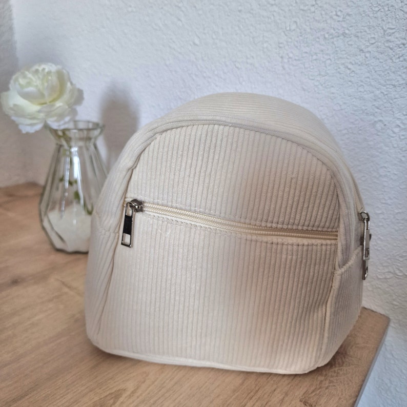 Sac à dos enfant personnalisé en velours côtelé Beige