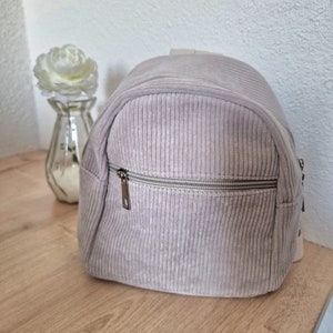 Sac à dos enfant personnalisé en velours côtelé Gris