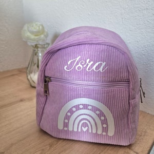 Sac à dos enfant personnalisé en velours côtelé Violet