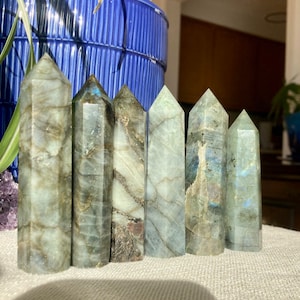 Natural Labradorite Obelisk Tower Point Crystal