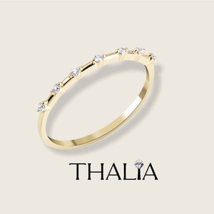 14K Gold Diamond Ring / Diamond Wedding 14k Solid Gold Ring / Gold Diamond Ring / Eternity Band / Anniversary Band / Diamond Stacking Ring