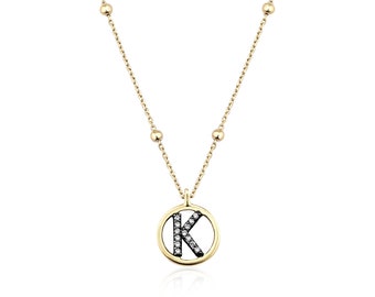 14k Gold Diamond Initial Necklace,Monogram Diamond Necklace, Personalized Diamond Necklace Letter Necklace, Monogram Personalized Jewelry