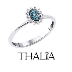 Blue Diamond Ring,14K-Solid Gold Blue Diamond Wedding Ring,Wedding Rings,Women&#39;s Ring.Promise Ring,Engagement Ring,Valentine&#39;s Day Gift