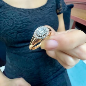 14k Solid Gold Diamond Signet Ring,Diamond Signet Ring,Baguette Signet Ring,Natural Diamond Signet Ring, 14k Gold Signet Ring,Valentines Day