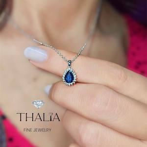 Sapphire Necklace,Gold Sapphire diamond Necklace,14K Solid Gold Sapphire Necklace,September Birthstone,Mother’s Day Sale