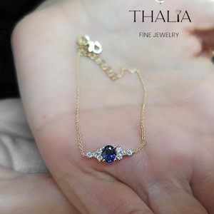 Armband aus 14K Gold mit natürlichem Saphir und funkelnden Diamanten, ein zeitloses und elegantes feines Schmuckstück