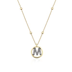 Collar con inicial, collar de oro de 14 k, collar con monograma de diamantes, collar con diamantes personalizado, collar con letras, joyería personalizada con monograma,