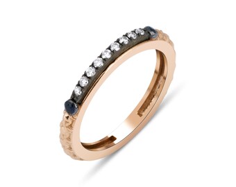 Vintage Style Diamond Ring,14K Rose Gold Diamond Ring,Art nouveau,Stackable Ring,Gift for her,Mom Day Gift,