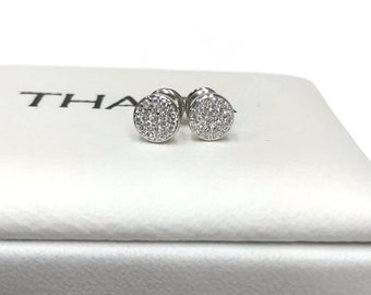 Diamond Earring,Pave 14K Gold Round Diamond Earring, Diamond Halo Stud Earrings, Stud Diamond Earrings,Diamond Stud Earrings