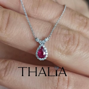 Drop ruby,14K Solid Gold  Natural Ruby Necklace,Pear Ruby Necklace,July Birthstone,Dainty Ruby Necklace,Red ruby