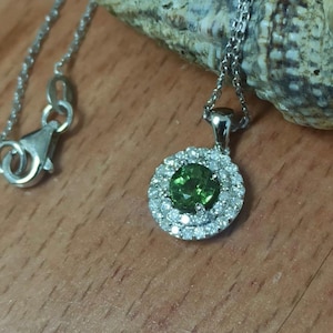 Teal Sapphire necklace, 14K Natural Sapphire ,Diamond Double Halo Necklace 14k Gold Sapphire Necklace  Sapphire Necklace Anniversary