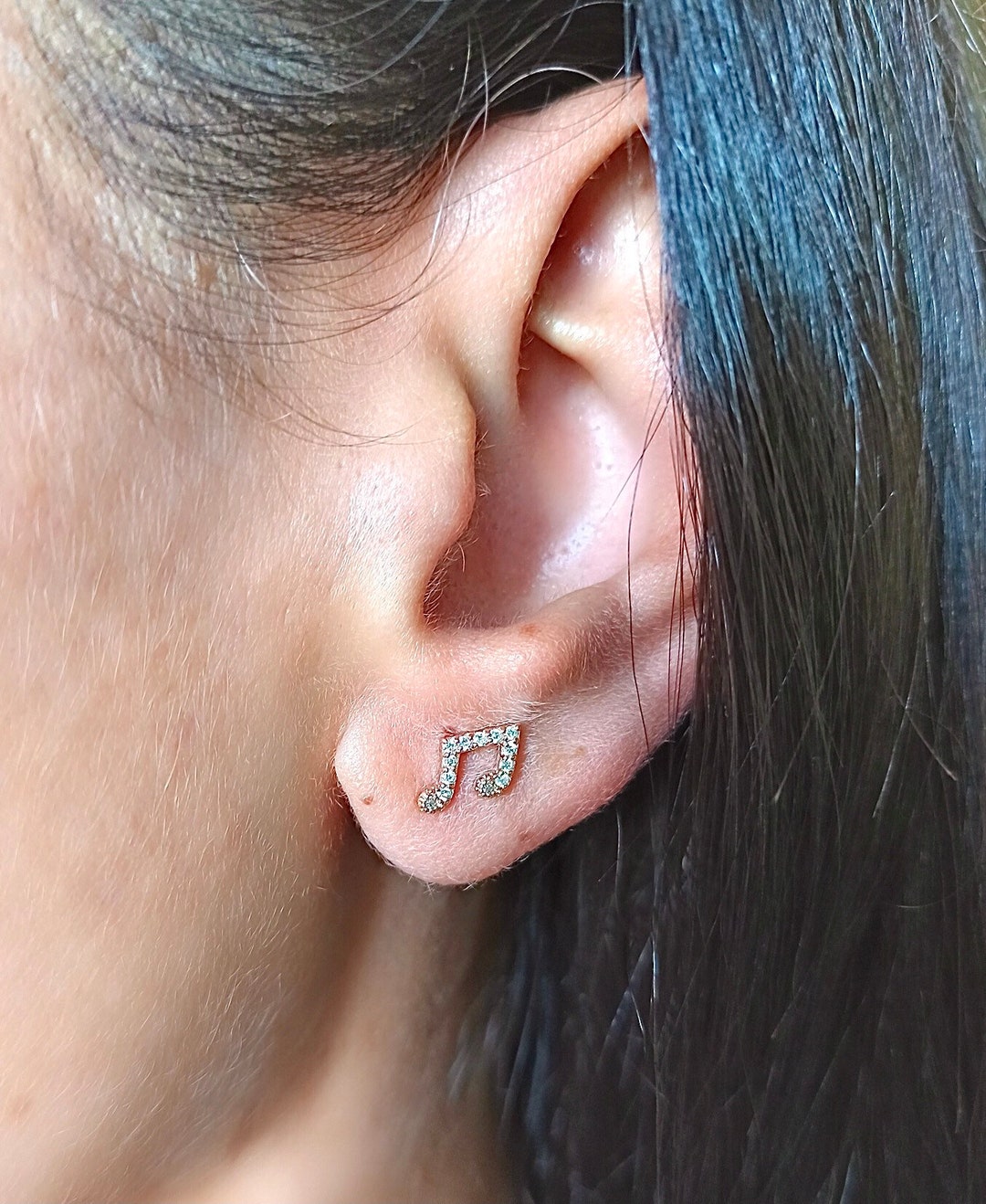 14k Gold Diamond Music Note Earring for Women Jewelry for Musicians