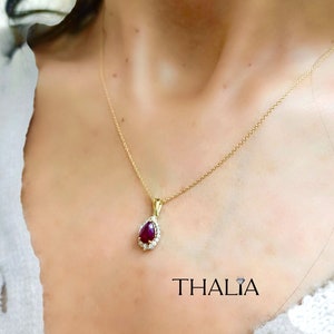 Ruby Necklace,14K Solid Gold  Natural Ruby Necklace,Pear Ruby Necklace,July Birthstone,Dainty Ruby Necklace,Red ruby