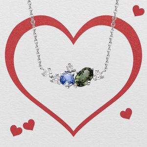 14K Gold Sapphire Diamond Cluster Necklace, Layering Necklace