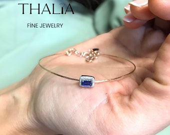 Sapphire Bracelet,14k Gold Genuine Sapphire and Diamond Bracelet, Unique Sapphire Diamond Bracelet, September Birthstone,Sapphire Jewelry